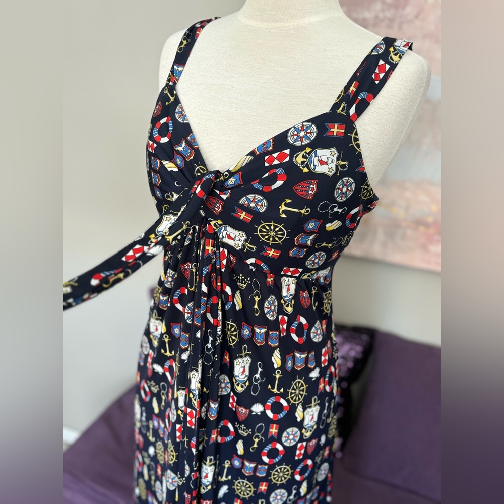Bianca Nygard Nautical Print Mid Length‎ Summer Dress With Size 16 - Picture 4 of 13